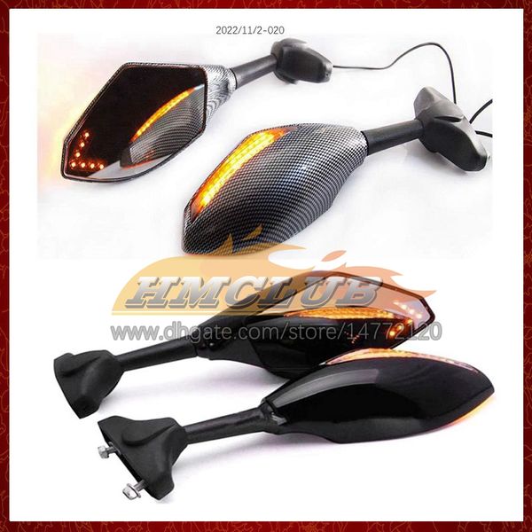 2 x Motociclet LED Turn Lights espelhos laterais para Aprilia RSV1000R RSV1000 RSV 1000 R 16 17 18 19 2016 2017 2018 2019 Indicadores de sinal de giro de carbono espelho retrovisor 6 cores