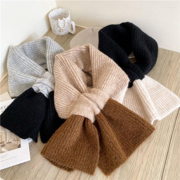 Lenços lenço de malha de inverno para mulheres cruzar lã de lã de lã de lã Enrolando elástico quentes de pescoço silencioso silencioso hijab snood