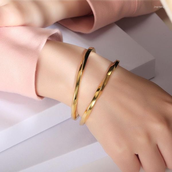 Bangle Gattvict Simple нерегулярная вилка открытая из нержавеющей стали золотой цвет для женщин панк -молот рисунок в рубеже ежедневно носить украшения