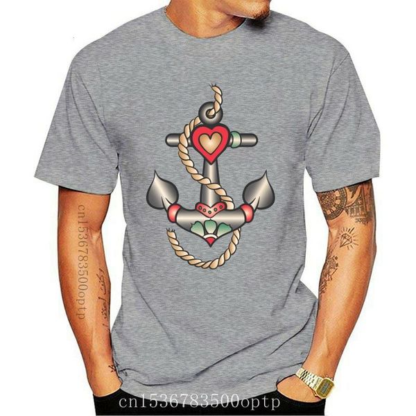 Herren T-Shirts T-Shirt UOMO GRAPHIC SAILOR ANCHOR TATTOO OLD STYLE ROCKABILLY VINTAGE NE0123A P Marke HerrenmodeHerren