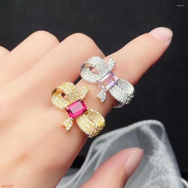 Cluster Ringe Naturschmuck 925 Sterling Silber Damen Rosa Topas Ametrin Verstellbarer Ring Party Geburtstag Verlobt Heiraten Geschenk