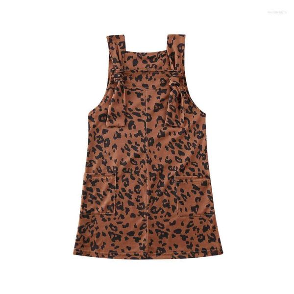 Mädchenkleider Pudcoco US Stock 1-6 Jahre Kleinkind Kinder Baby Mädchen Kleidung Leopard Ärmellose Overalls Latzkleid Hosenträger Outfits