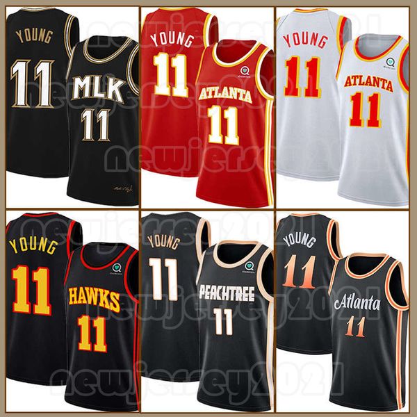 2023 New Trae Young Dejounte Murray Maglie da basket Retro Spud Webb Vince Carter Tracy McGrady Mens City Atlantas Hawk Viola Nero Rosso Camicia 15 11 1 5