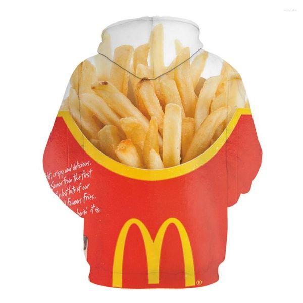 Felpe con cappuccio da uomo 2023 Felpa moda Uomo / Donna Felpa con cappuccio 3d Stampa Burger Fries Fast Food Slim Unisex Elegante con cappuccio Uomo