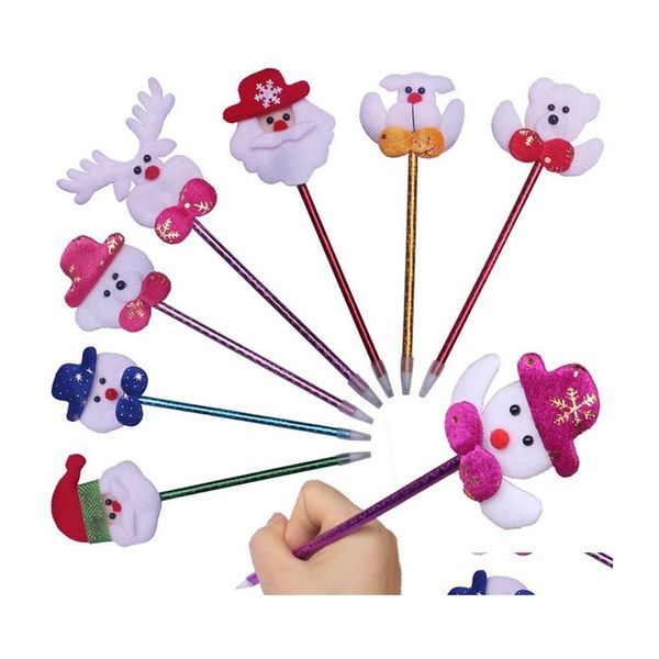 Penne a sfera Student Cartoon Natale Babbo Natale Elk Bear Head Pen Kid Kawaii Cancelleria Regalo per bambino Dbc Drop Delivery Office Dh28V