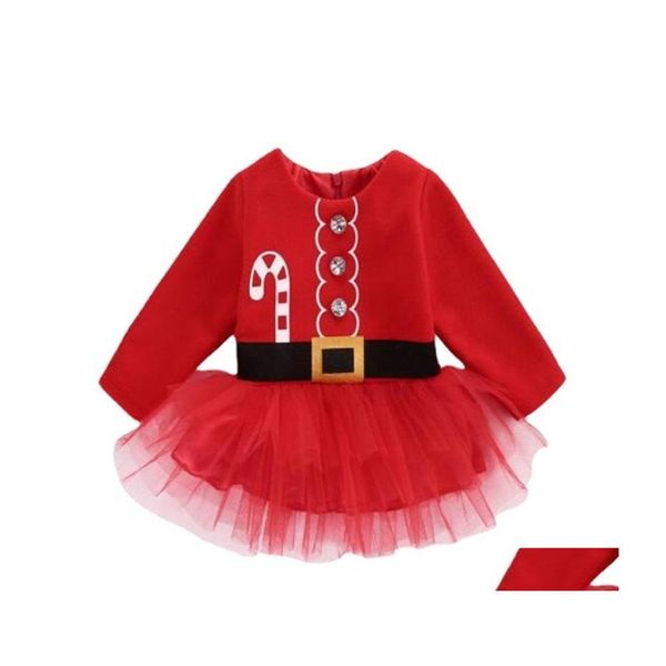 Vestidos de menina meninas ano beb￪ vestido de natal crian￧a algod￣o menina tutu Papai Noel Claus