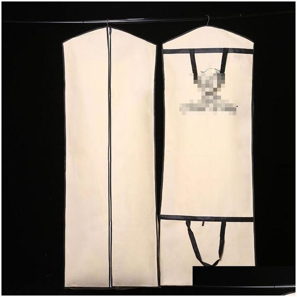 Roupas guarda-roupa armazenamento preto vestido de casamento saco de vestuário ers não tecido poeira fl zíper engrossado portátil dobrável dualuse er gota d210c