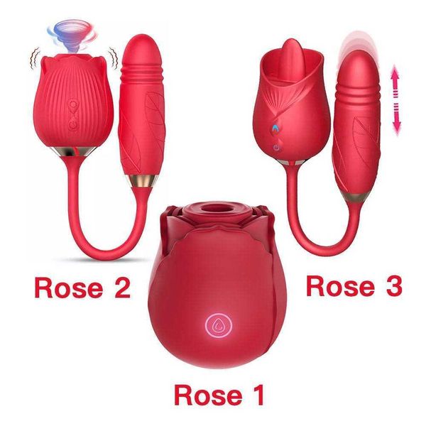 Articoli di bellezza Drop Shipping Clit Sucker Rose Sexy Toy Vibrator con Penis Dildo 2 in 1 Per le donne estendono 2,0 giocattoli per adulti