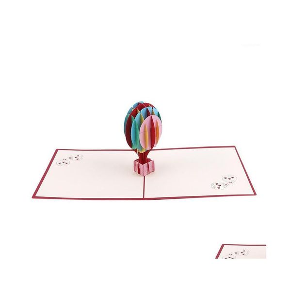 Biglietti d'auguri 3D Up Card Cartolina Busta retrò Mongolfiera Carta fatta a mano San Valentino Taglio Regalo di buon compleanno1 Drop Deliver Dheir