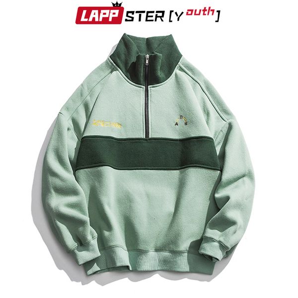 Herren S Hoodies Sweatshirts Lappster Jugend Harajuku Patchwork Rollkragenpullover Pullover Farbblock Korean Fleece Streetwear Kleidung 230106