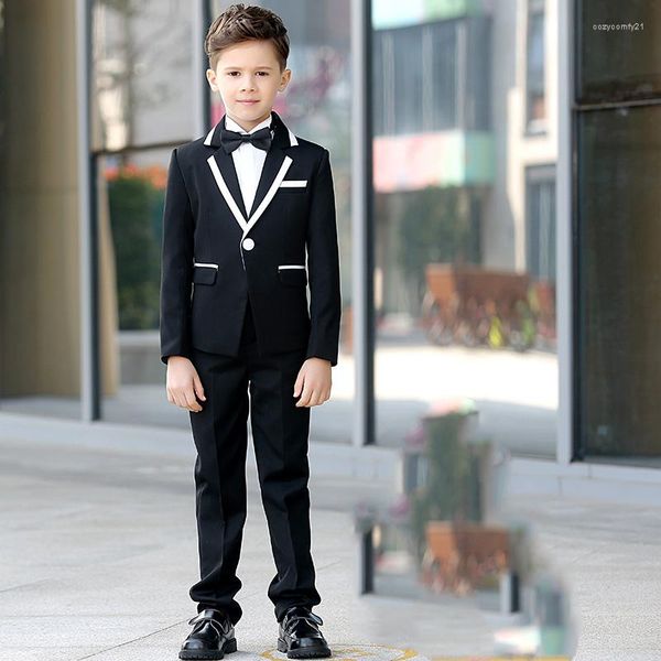 Herrenanzüge Großhandel Maßgeschneiderte schwarze Kinderjacke Hosen 2-teilige Sets Partykleidung Junior Casual Boy Hochzeit Blazer Hosen