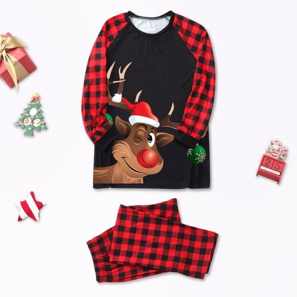 Erkek Trailtsits Ebeveyn-Çocuk Adam Baba Kıyafet Sıcak Noel Sevimli Set Ekose Baskılı Ev Giyim Pijamaları İki Parçalı Setler