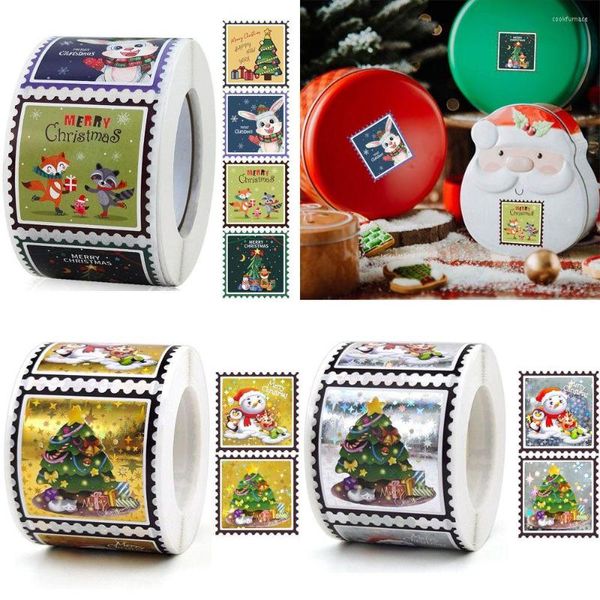 Weihnachtsdekorationen 300–500 Stück fröhliche Aufkleber Umschlagsiegel Bronzing-Etiketten für DIY-Geschenk-Backpaket-Dekoration