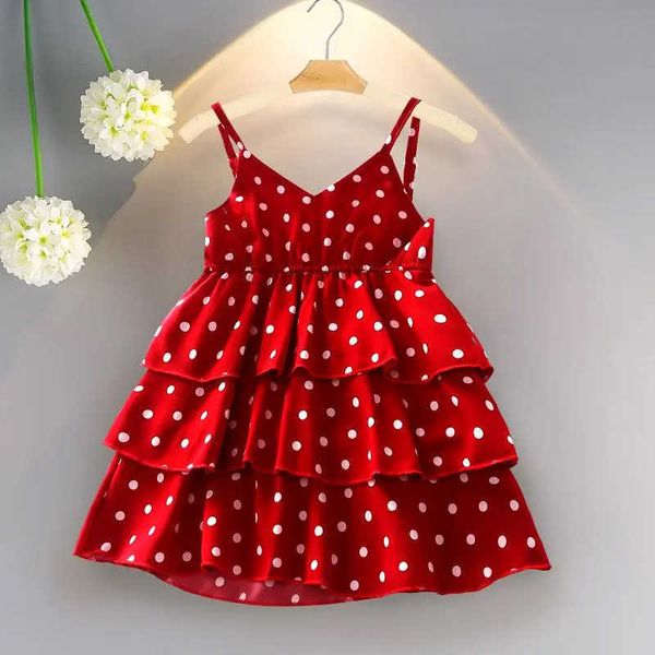 Abiti da ragazza Vestito da neonata Bretelle estive Dot Cupcake Dress Stile europeo americano Elegante abito da principessa in rete Abiti da festa di compleanno T230106