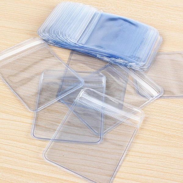 Depolama torbaları 100 PC/Lot Clear Pvc Slimline Plastik Para Torbası Kılıf Cüzdanları Zarflar Mühür Hediye Paketi