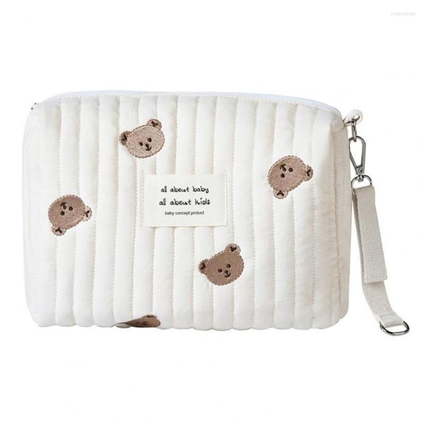 Caixas de armazenamento pendurado pendurado Bolsa de impressão de urso fofa Fechar fabrica macia Fabrict Durável Organizador de carrinho Caddy suprimentos domésticos