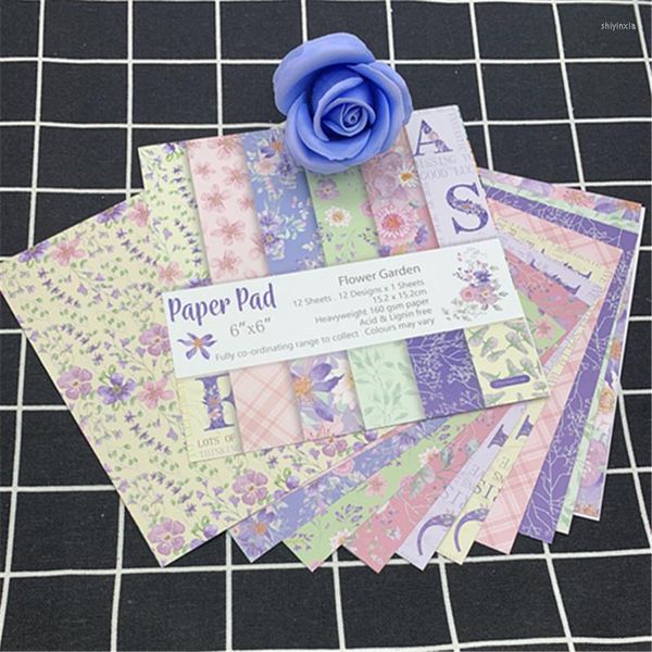 Hediye Sargısı 12 Sheets Çiçek Bahçe Scrapbooking Pedler Kağıt Origami Sanat Arka Plan Kartı Yapma DIY Scrapbook Craft