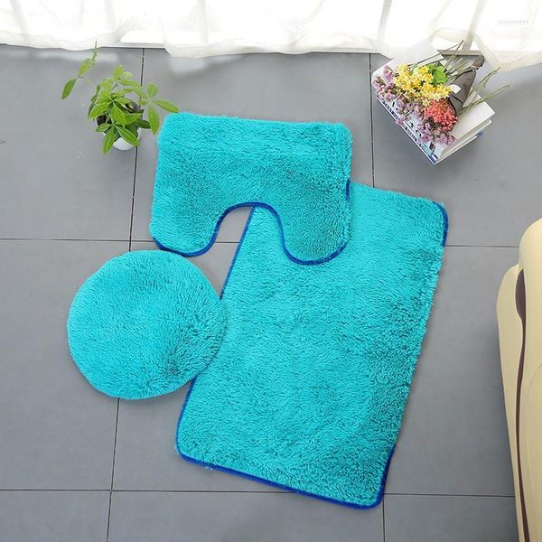 Capas de assento no banheiro cobertores de lã de cobertor oficial para a cama cor banheiro 3pc Bathmats tapete tampa lisada capa sólida