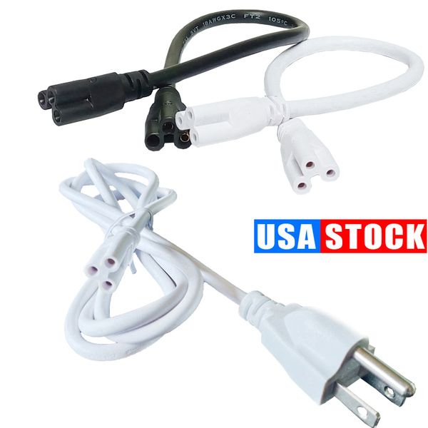 Chave de cord￣o de extens￣o para tubos LED T8 T5 cabos de alimenta￧￣o com plugue dos EUA Tubos integrados Luzes 1 p￩s 2 p￩s 3,3 p￩s 4 p￩s 5 p￩s 6 p￩s 6,6 p￩s 100 pcs Crestech
