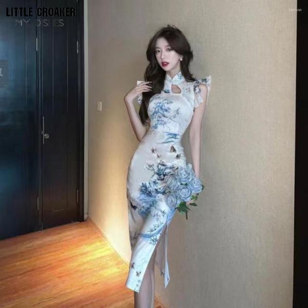 Abiti etnici da donna retrò elegante abito da sposa in pizzo cinese tradizionale cheongsam sexy sottile Qipao Tang vestito club abiti da festa aderenti