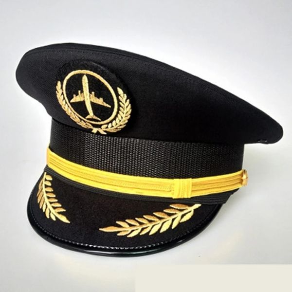 Bonés de bola unisex vôo companhia aérea capitão uniforme beirais chapéu piloto boné de aviação civil pessoal de segurança profissional cosplay 230106