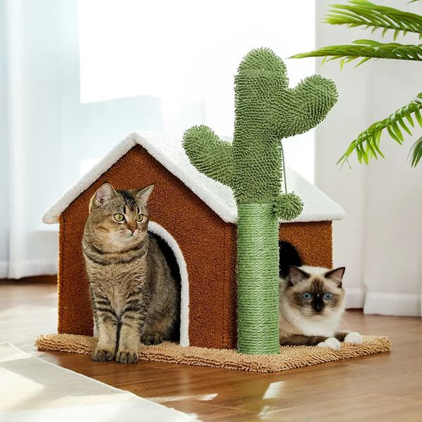 Katzenmöbel, Kratzbaum, Kratzbaum, niedlicher Kaktus-Kratzer mit Condo-Nest, Mordern Tree Pet Play 230106