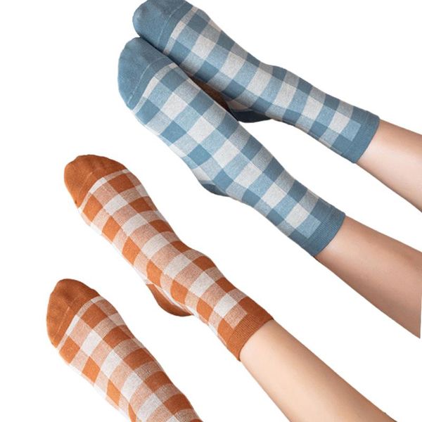 Mulheres meias de meias rmweetyil vestido xadrez colorido gingham geométrico fofo novidade novidade casual casual ladies cutriente meia