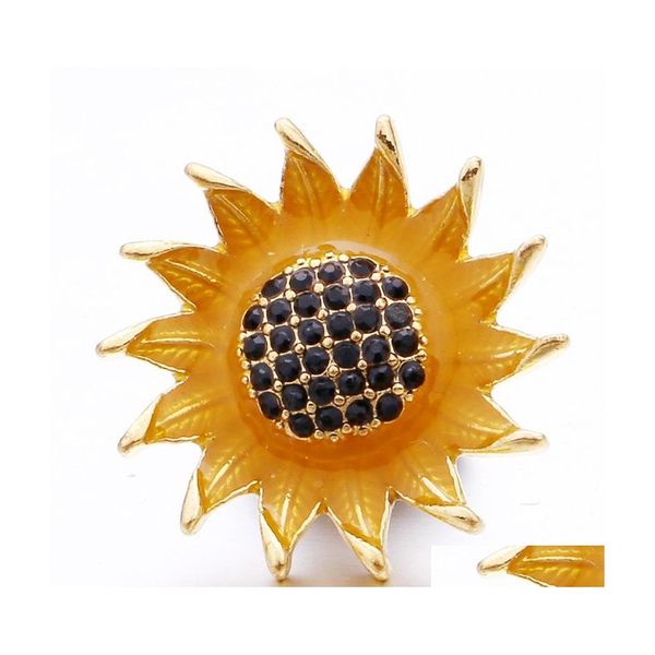 Chiusure Ganci Strass Gadget Oro 18Mm Chiusura con bottone a pressione Ciondoli girasole per scatti Risultati gioielli fai da te Fornitori Goccia regalo Del Dhznq