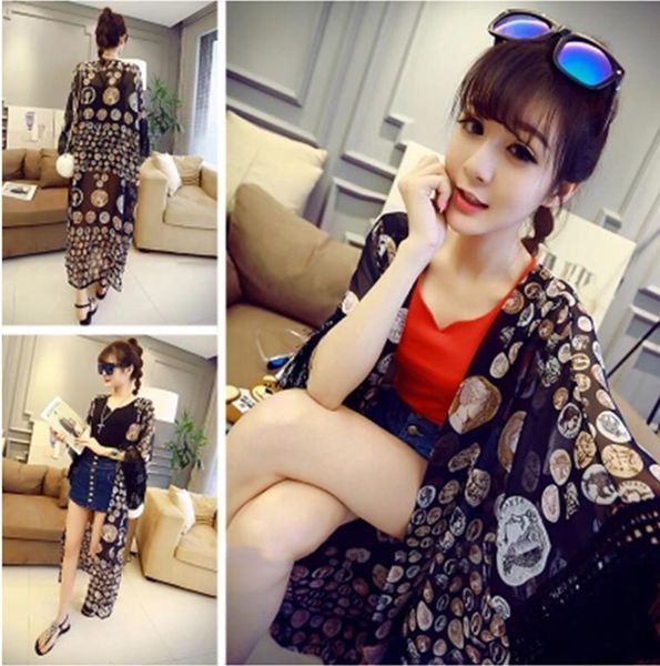 Blouses femininas longas borlas de borla vintage Kimono Cardigan 2023 Floral Women Tops Chiffon Blouse Loose Roupas femininas camisa camisa