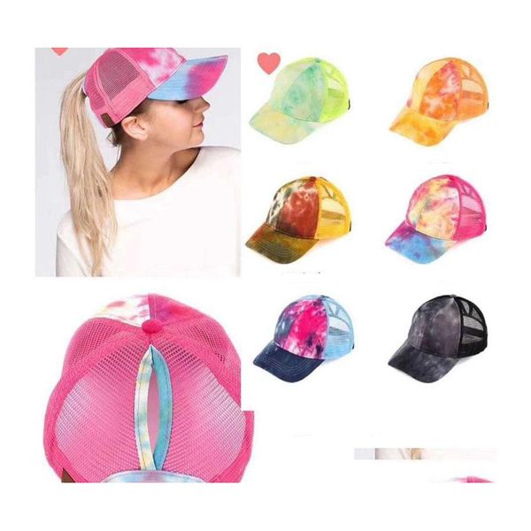 Chapéus de festa Mulheres Tiedye Baseball Cap moda Mesh de verão Caps respiráveis ​​Cotton Feminino ao ar livre Hip Hop