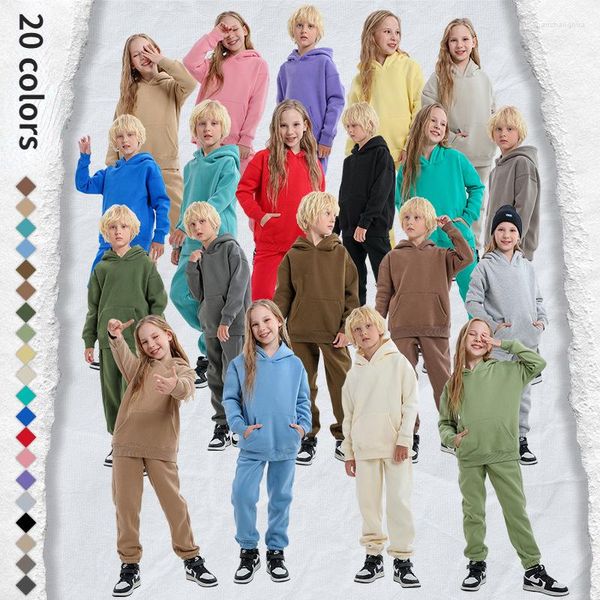 Одежда набор молодых девушек зимняя одежда Флис густой теплый мальчиков Полномочия для хлопковых толстовок спортивные костюмы детская спортивная одежда 12 13