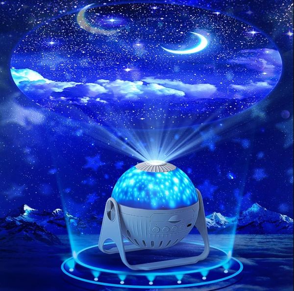 Focusing Projector LED Night Light con altoparlante Bluetooth Starry Sky Rote Music Player Lampada colorata Star Kids Baby Gift