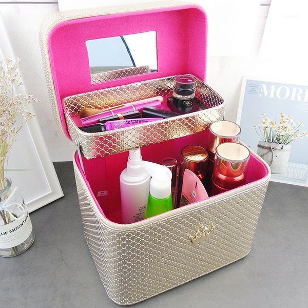 Borse per cosmetici Beauty Case Corona Borsa per organizer per trucco professionale di grande capacità Custodia per pennelli portatile Bolso Mujer1