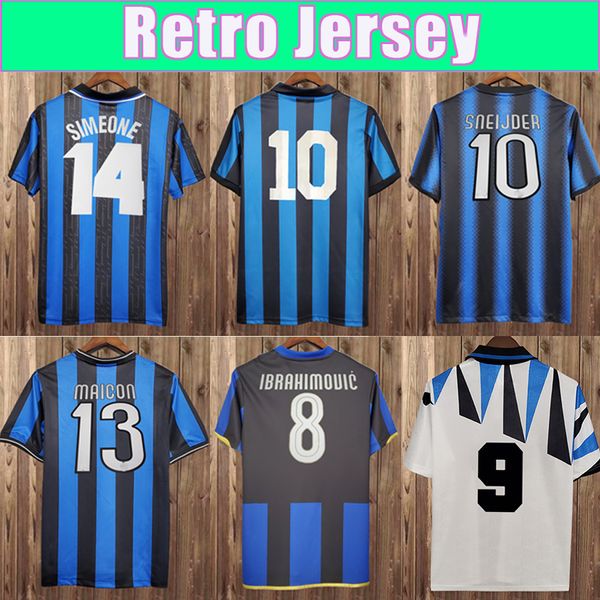 1998 1999 BAGGIO RECOBA ZAMORANO Herren Retro-Fußballtrikots 02 03 SNEIJDER MILITO J. ZANETTI 04 05 Home Away Classic Football Shirt Uniformen