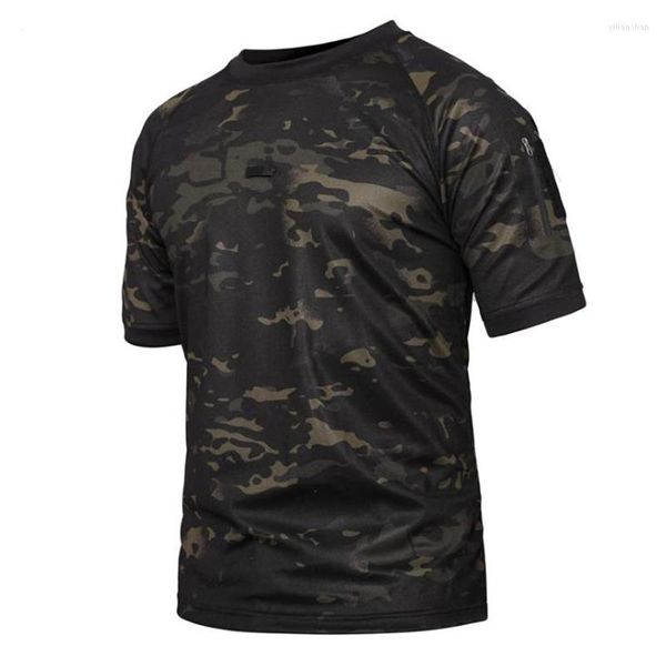 Мужские рубашки с коротким рукавом быстро сухой боевой футболок армия