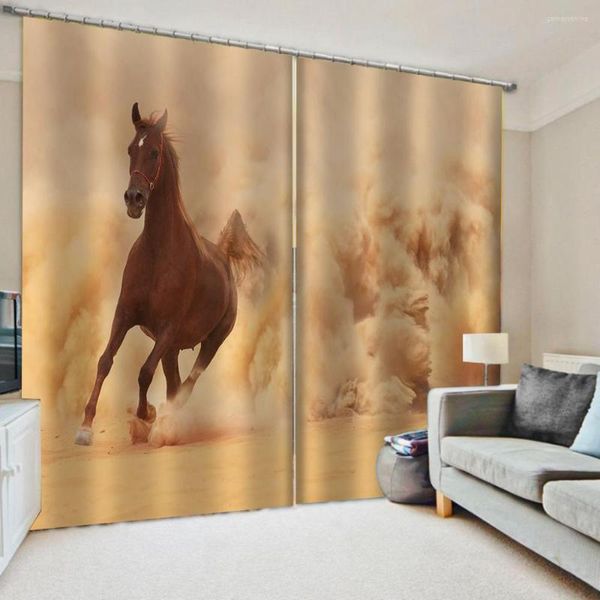 Cortina Tamanho personalizado Blackout Luxury Cretans de janela 3D Carreço de personalidade Alley Po Print Horse