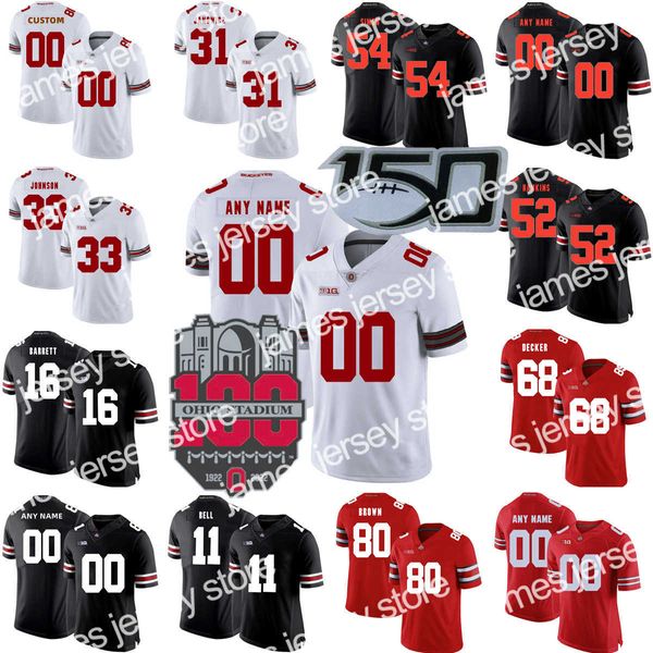 Американский футбольный колледж футбольный футбол по футболу Custom NCAA College Ohio State Buckeyes Football Jersey 15 Девин Браун 33 Чейз Брехт 82 Дэвид Адольф 85 Беннетт Х.К.