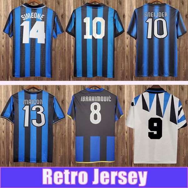 97 98 99 Ibrahimvóic Retro Mens Jerseys West Zbalotelli Baggio Milito J. Zanetti Sneijder Batistuta 04 05 Away Classic Football Shirt