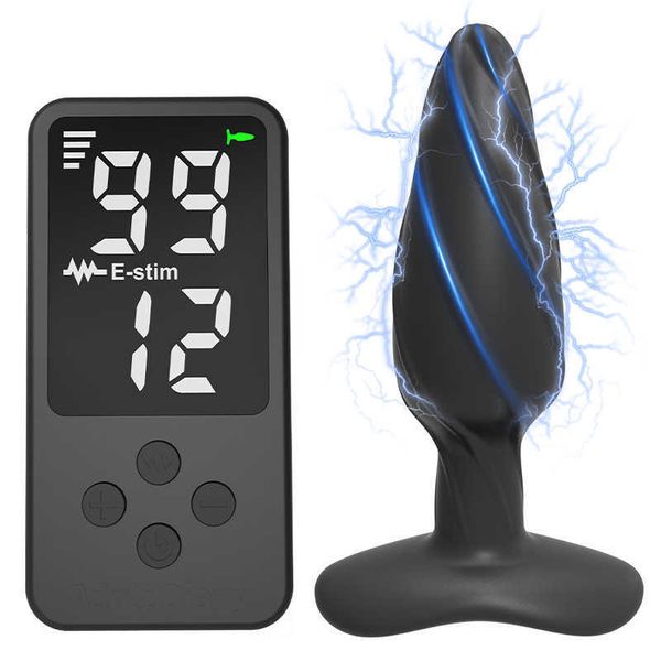 Articoli di bellezza Shock elettrico Plug anale Butt in silicone per le donne Trainer giocattolo sexy Dildo nero Massaggio alla prostata Uomini Vibration Buttplug remoto