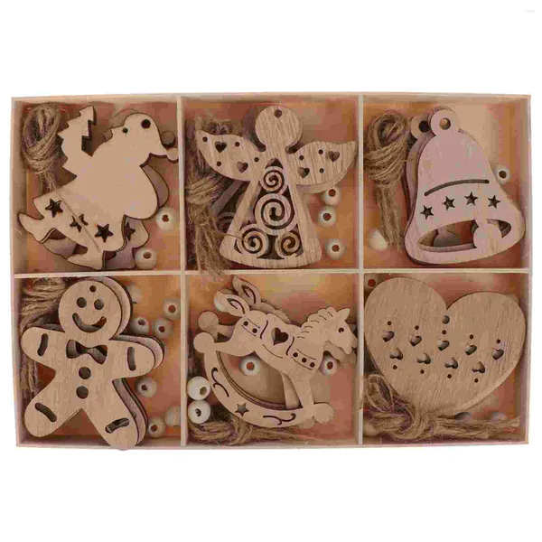 Decorazioni natalizie 1 scatola di trucioli di legno graffiti fai-da-te per bambini, giocattoli artigianali dipinti a mano