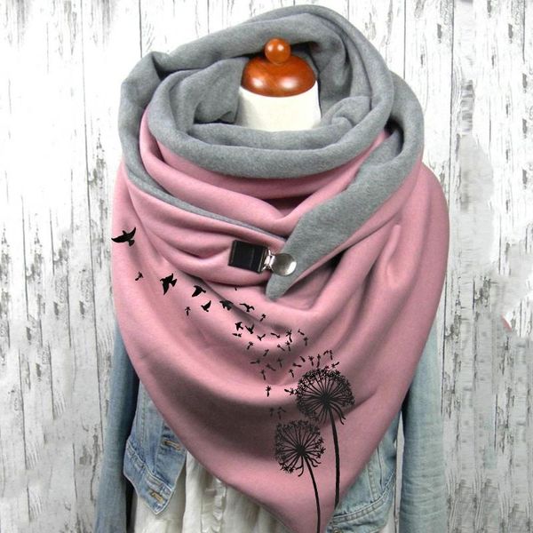 Sciarpe Donna Piuma Stampa vintage Boho Sciarpa Scialli Avvolge Coperta pesca Sciarpe autunnali per Natale leggero