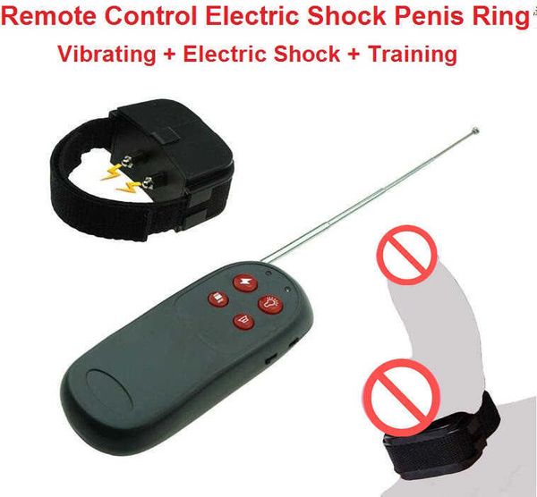 Articoli di bellezza Telecomando maschile Impulso di scossa elettrica Vibrazione dell'anello del pene del pene Scroto Shocker Giochi di schiavitù per adulti BDSM Giocattolo sexy per uomo