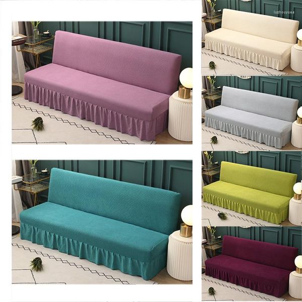 Tampas de cadeira Jacquard Fabric Lace Edge Sofá capa da cama dobrável Cobertismo