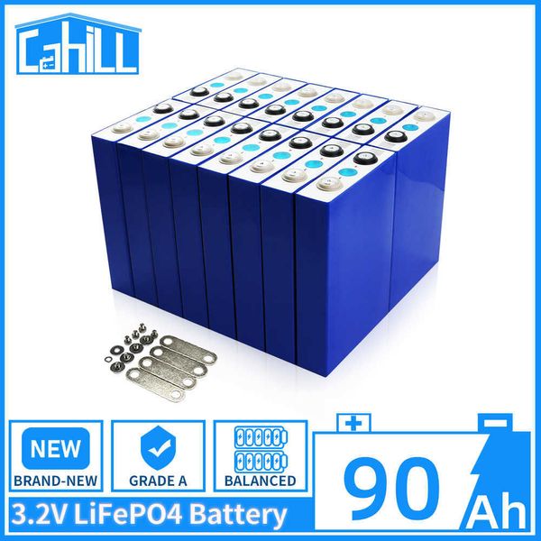 3.2V 90Ah Lifepo4 Batteria 1/4/8/16/32PCS FAI DA TE 12V 24V 48V batteria ricaricabile per CAMPER Barca Sistema di Accumulo Solare Golf Cart