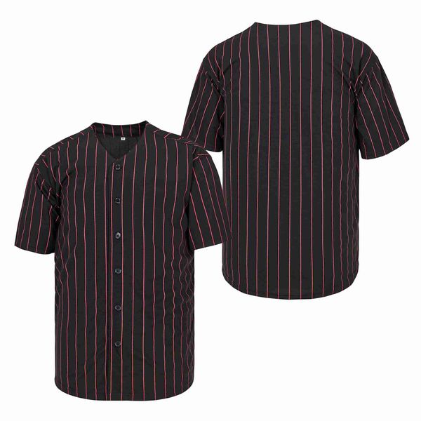 Stripe nera/rossa personalizzata Authentic Baseball Jersey Stitching Nome Nome