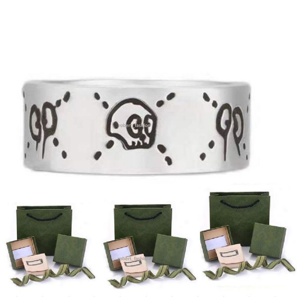 Дизайнерская мода роскошная мужская и женская серебряная группа кольца кольца скелетоны, ювелирные украшения персонализированные простые праздничные подарки