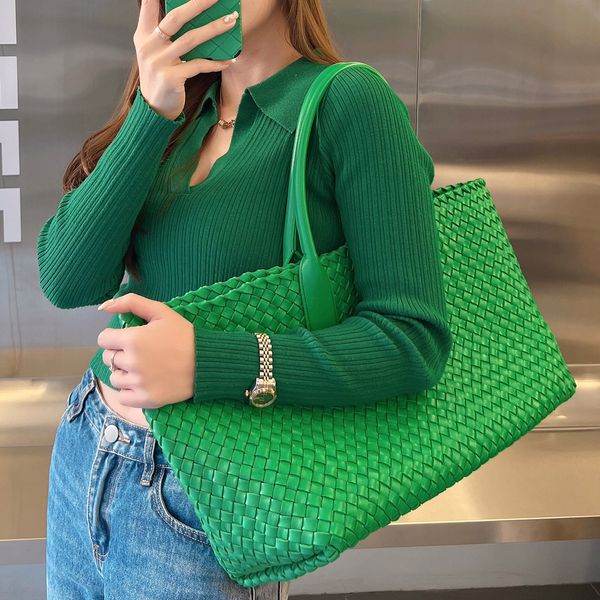 Borsa a tracolla grande da donna Tutto in vera pelle all'interno e all'esterno grande borsa in tessuto 10A Qualità in maglia Le borse Totes Designer di lusso Borsa a mano all'uncinetto Borse di marca