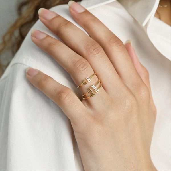Anéis de casamento ANSLOW 2023 Little Girl Tiny Tiny Inicial Bijoux Jewelry Ring para amizade Filha dedo dedo dupla letra BFF Presente irmã
