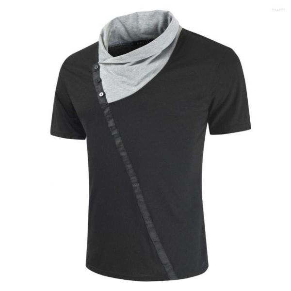 T-shirt da uomo Classic Simple Men Casual Manica corta Color Block Collo alto T-shirt Slim Fitness Tees Qualità