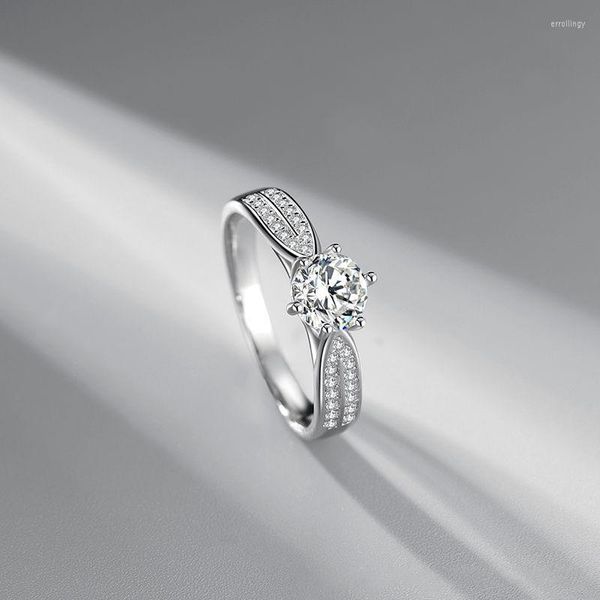 Fedi nuziali Design con fiocco americano Argento sterling Colore Moissanite Proposta di matrimonio Simulazione Corona Anello zircone Gioielli di lusso femminili